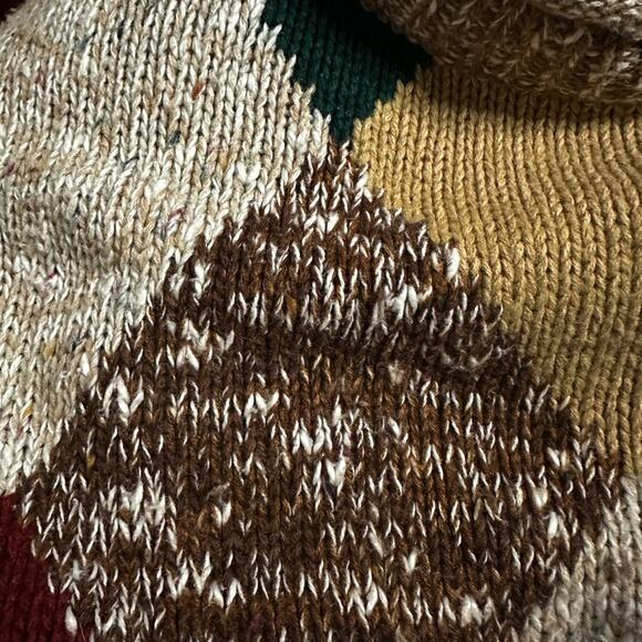 Vintage 90s Y2K Sweater Size 18W Shoulder Pads Argyle Brown Tan Fall Grandma - Picture 7 of 7